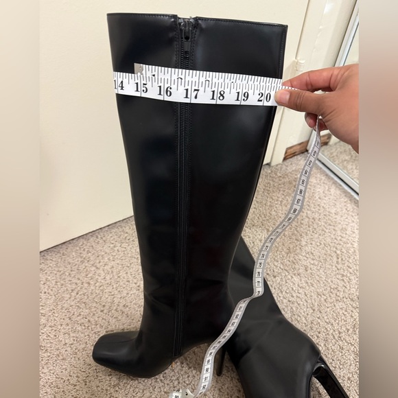 Zara black square toe knee high boots Size 7 EU 37 - Picture 10 of 16